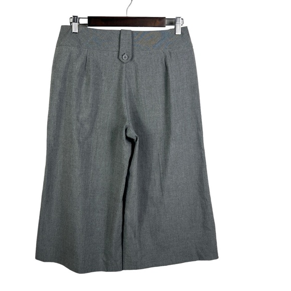 Larry Levine Women's Cropped Casual Pants Wide Leg Striped Stretch Gray Size 6 - Picture 2 of 10